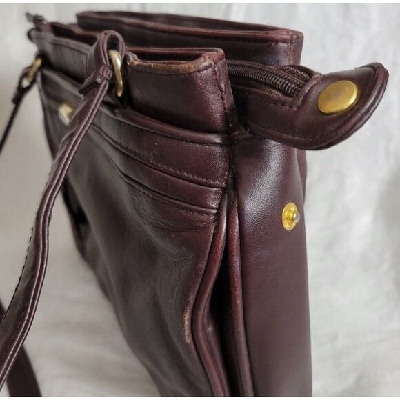 Del Mano Genuine Leather Handbag brown hobo carry strap purse Vintage EUC - Picture 7 of 10